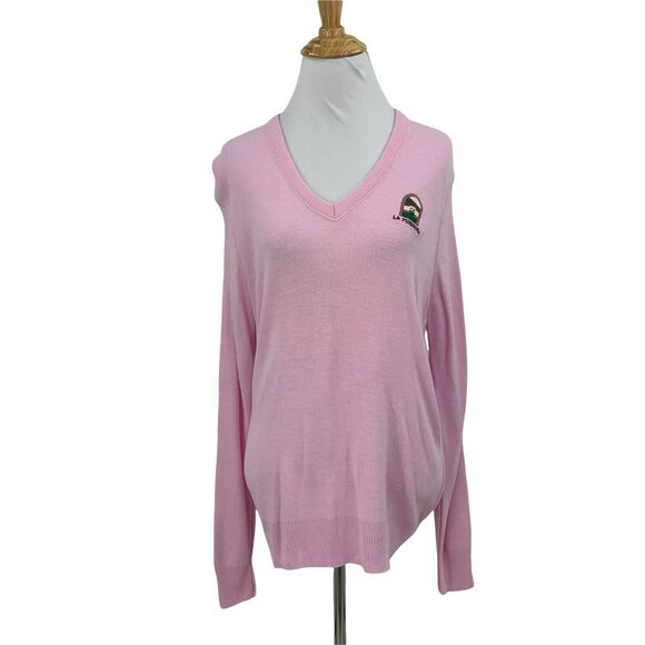 Vintage Izod Club Golf Sweater Size L 40 Pink La Purisima Acrylic Pullover - Picture 1 of 10